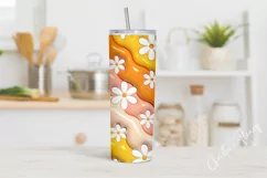 3D Inflated Retro Daisies Tumbler Wrap PNG Product Image 3