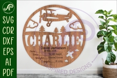 Airplane Newborn Baby stats, Birth plaque, name Product Image 1