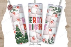3D Inflated Merry &amp; Bright Tumbler Wrap PNG Product Image 1