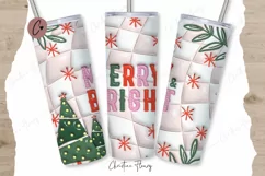 3D Inflated Merry & Bright Tumbler Wrap PNG Product Image 1