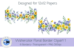 Watercolor PNG 300dpi Floral Borders 1 Product Image 2