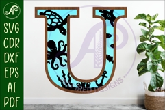 Ocean Large U wall Letter 3 layer sign Product Image 1