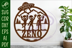 Alien Name Sign SVG Round, UFO Kids Room Decor, Space Wall Product Image 1