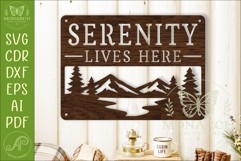 Serenity Lives Here Mountain Lake Wall Sign SVG Laser Cut Product Image 1