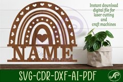 Boho Rainbow theme Name sign svg laser cut template Product Image 1