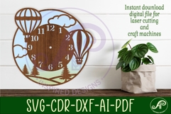 Hot air balloon fields wall clock laser cut files Product Image 1