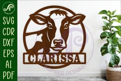 Cow Name Sign SVG - Holstein Cow Nursery Name Sign Product Image 1