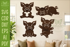 Cute Pig Silhouettes SVG Farm Animal Laser Cut Files 1 Product Image 1