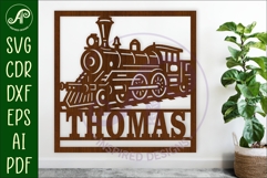 Train Name Sign SVG, Steam Train Wall Art, Kids Room Decor Product Image 1