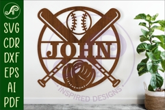 Baseball theme name wall art sign, SVG personalized Product Image 1