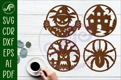 Halloween Coaster SVG Designs, Halloween Scene Coasters 3 Product Image 1