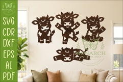 Cute Cows Silhouettes SVG Farm Animal Laser Cut Files 1 Product Image 1