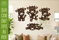 Cute Cows Silhouettes SVG Farm Animal Laser Cut Files 1 Product Image 1