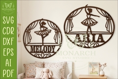 Ballerina Name Sign SVG | Personalized Ballet Wall Decor Product Image 1