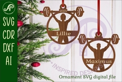 Weightlifters Christmas Ornament SVG Product Image 1