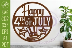 Happy 4th of July Wall Art SVG Patriotic USA Laser Cut Sign Product Image 1