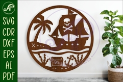 Pirate ship scene wall sign, SVG file. Product Image 1