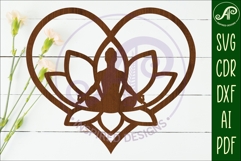 Lotus flower Yoga heart wall sign, laser cut Product Image 1