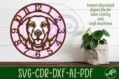 Golden Retriever Dog clock wall clock laser cut file Product Image 1