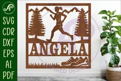 Runner, female running themed named wall sign or card topper Product Image 1