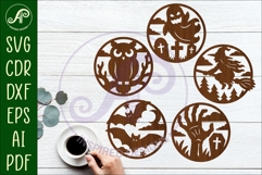 Halloween Coaster SVG Designs, Halloween Scene Coasters Product Image 1