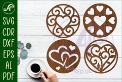 Heart Coasters, laser cut out Love heart designs d4 Product Image 1