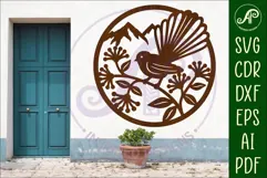 Fantail New Zealand bird wall sign, SVG file. Product Image 1