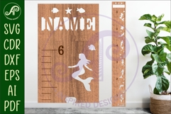 Mermaid personalized kids height chart in imperial Product Image 1