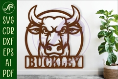 Bull head name wall art sign, SVG personalized Product Image 1