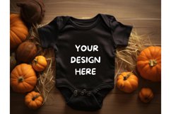 Halloween Black Baby Bodysuit Mockup Top View Kids Bodysuit4 Product Image 1