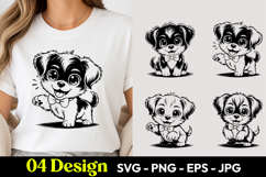 Cute Black Puppy SVG PNG Product Image 1
