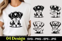 Baby Black Puppy SVG PNG Product Image 1