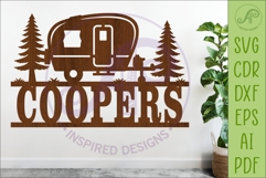 Camping Family Name Sign SVG, Caravan Name Sign Laser Cut Product Image 1