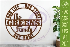 Family Name Sign SVG Circle Laser Cut Wall Decor Our Life Product Image 1
