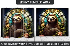 Sloth Stained Glass Tumbler Wrap | Sublimation | Tumbler Product Image 1