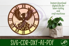 Phoenix bird clock wall clock laser cut files Product Image 1