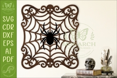 Gothic Spider Web Wall Sign SVG Halloween Decor Laser Cut Product Image 1
