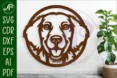 Golden Retriever Dog SVG Laser Cut File, Dog Face Wall Art Product Image 1