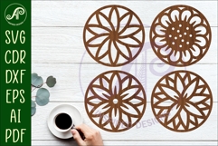 Floral Coasters, laser cut out flower coaster d3 Product Image 1