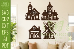 Fairy Village SVG . Fantasy house silhouettes 2 Product Image 1