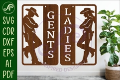 Western Bathroom Sign SVG Gents Ladies Product Image 1
