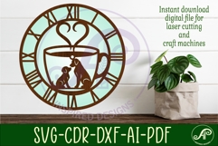 Dog friendly cafe wall clock laser cut files Product Image 1