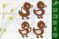 Cute little Ducks Silhouette laser cut wall art 2 Product Image 1