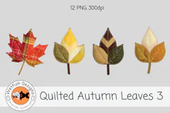 Quilted Fabric PNG Leaves 3 Product Image 2