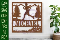 Runner, male running themed named wall sign or card topper Product Image 1