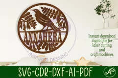 Tui new zealand bird themed name sign svg laser Product Image 1