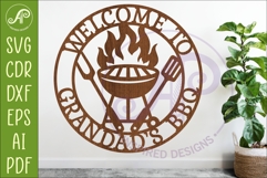 Welcome To Grandad’s BBQ SVG. Grill Wall Sign Laser Cut Product Image 1