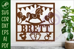 Baby name sign Rocking horse laser cut design or card Product Image 1