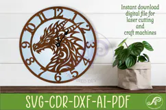 Dragon Clock Laser Cut File, Fantasy Dragon Wall Clock SVG Product Image 1