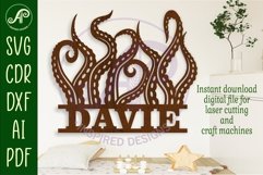 Tentacles name sign svg laser cut file Product Image 1
